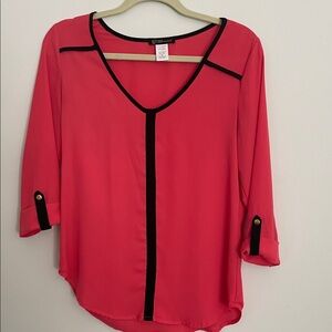 Grass Collection Vibrant Orange Top with Black Accents